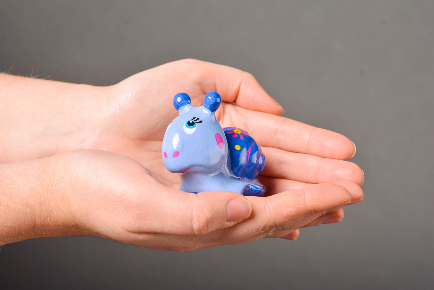Figurine escargot fait main Statuette platre bleu ciel Déco maison Idée cadeau photo 2