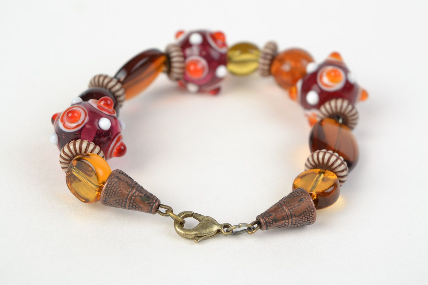 Beautiful gentle handmade lampwork glass bead bracelet photo 6
