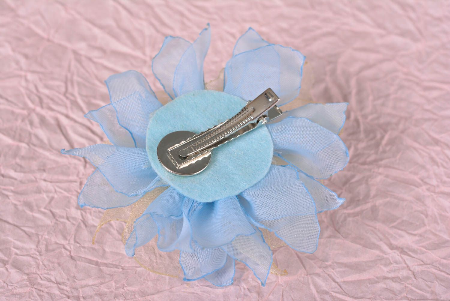 Haarspange Blume handmade Damen Modeschmuck Accessoire für Haare in Blau schön foto 4