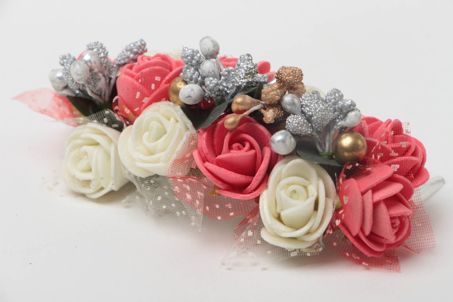 Handmade Steckkamm mit Blumen Designer Haarspange für Frauen schmuckvoll foto 3