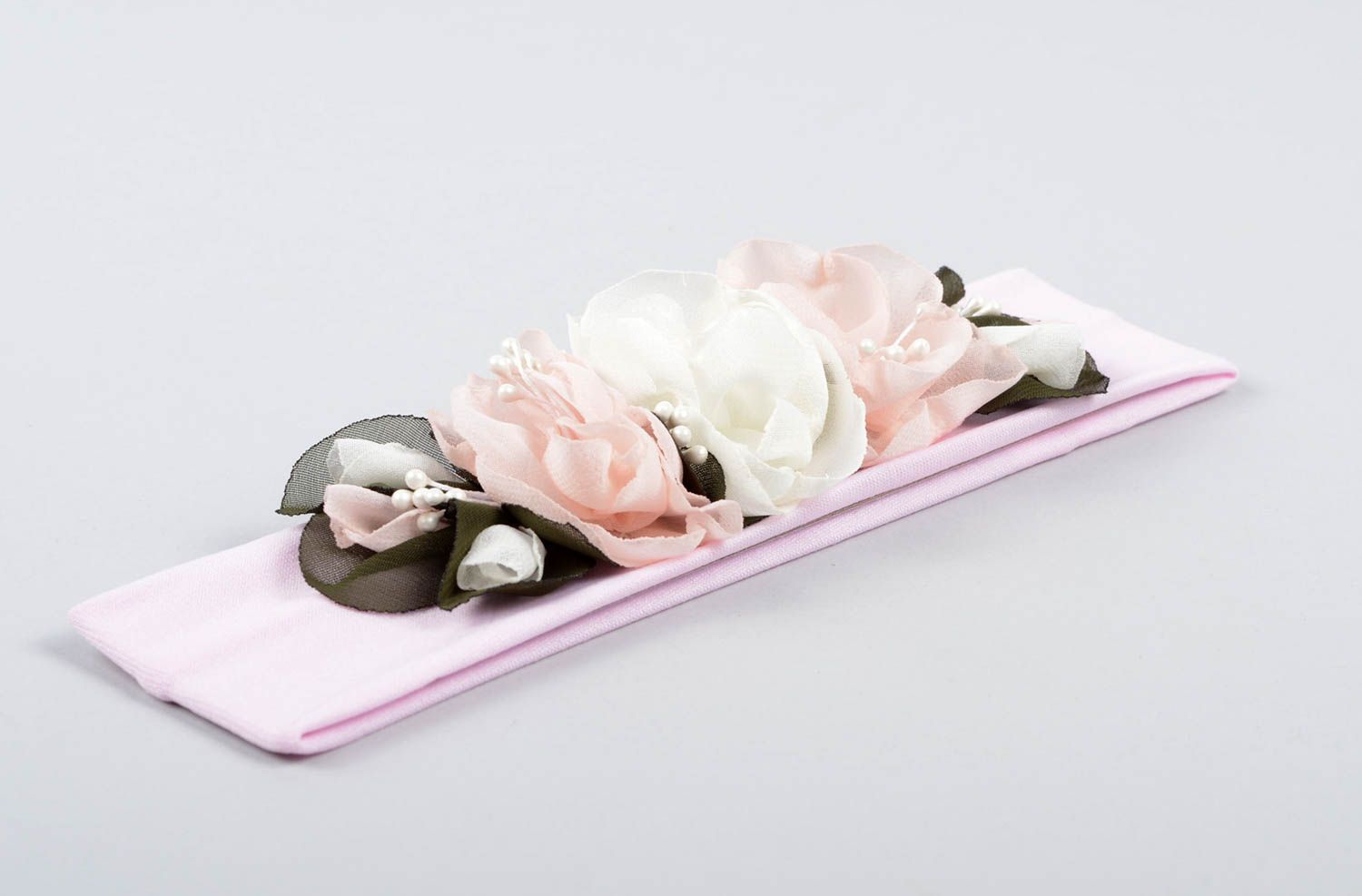 Handmade Haarband mit Blume Mädchen Haarschmuck Accessoire für Haare zart foto 3