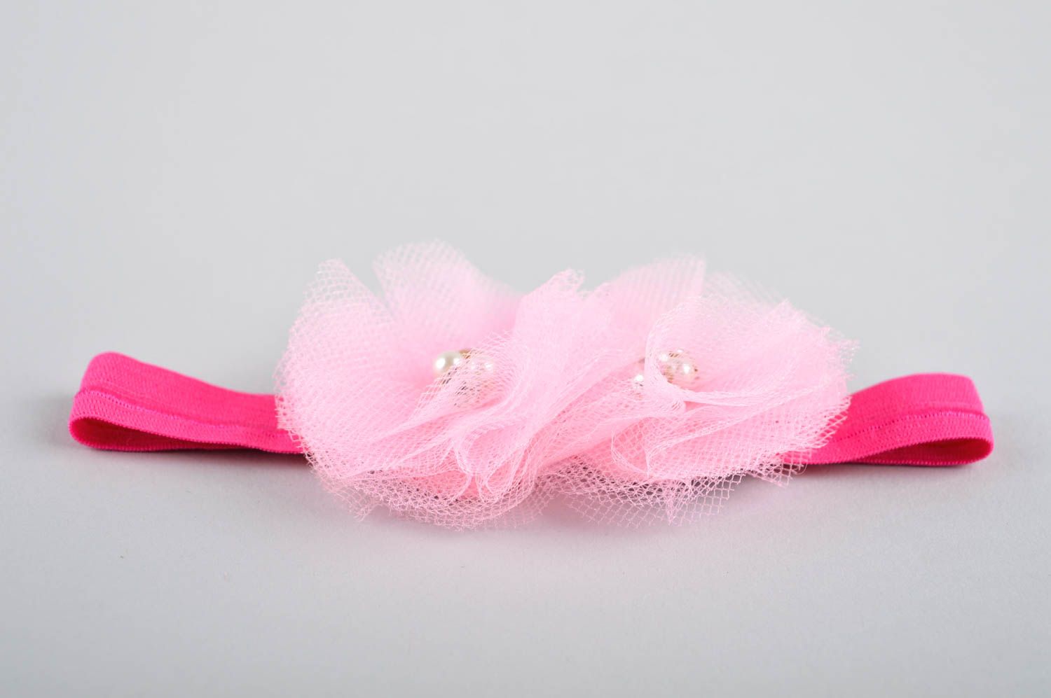 Повязка на голову ручной работы повязка для девочки розовая детская повязка фото 3