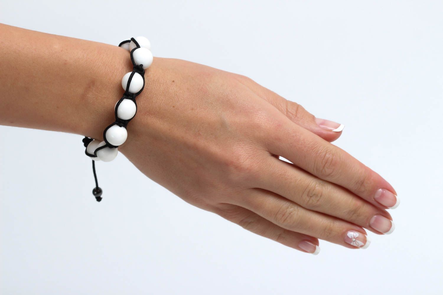 Bracelet en agate blanche Bijou fait main hématite design Cadeau femme photo 5