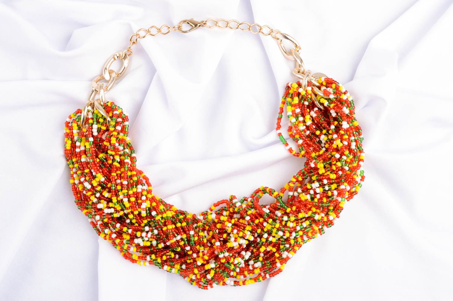 Bright handmade beaded necklace woven bead necklace artisan jewelry designs photo 1