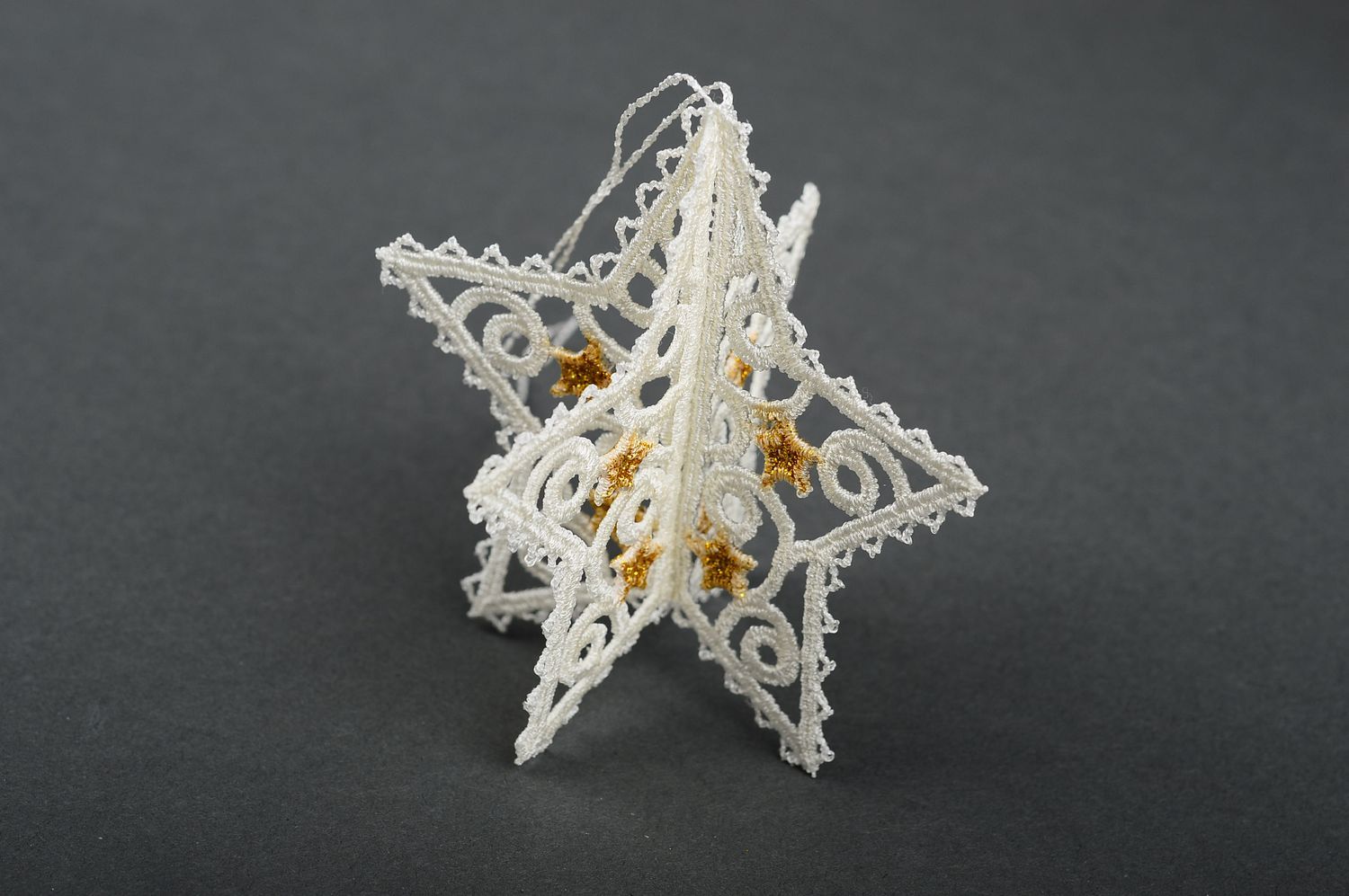 Игрушка на елку handmade декор для дома новогоднее украшение белая звезда фото 4