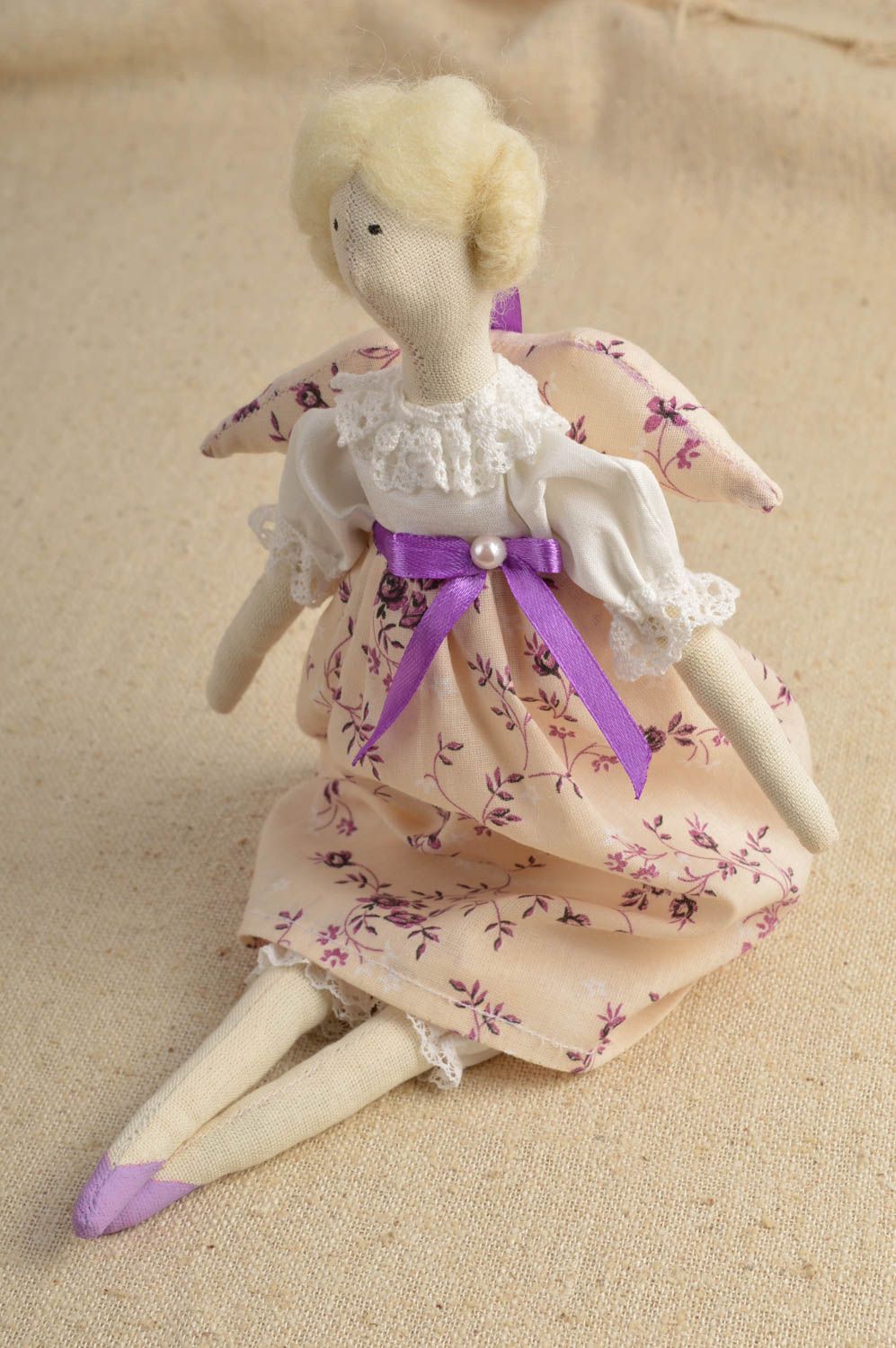 Muñeca artesanal de tela regalo para niñas original decoración de casa Ángel foto 1