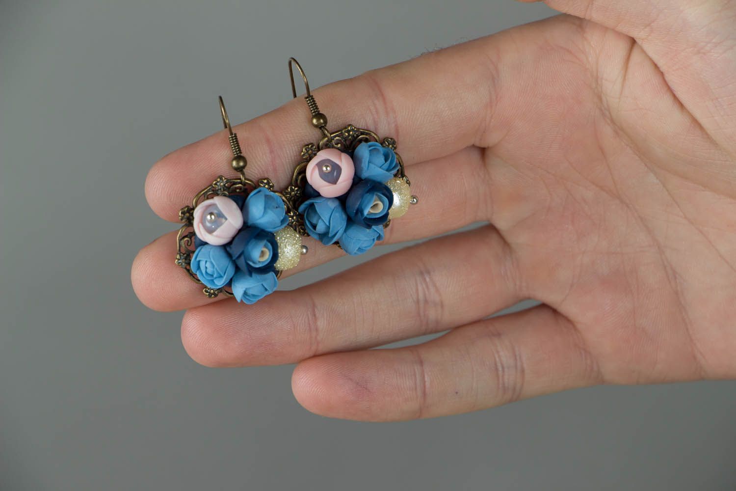 Flower earrings with charms  photo 4