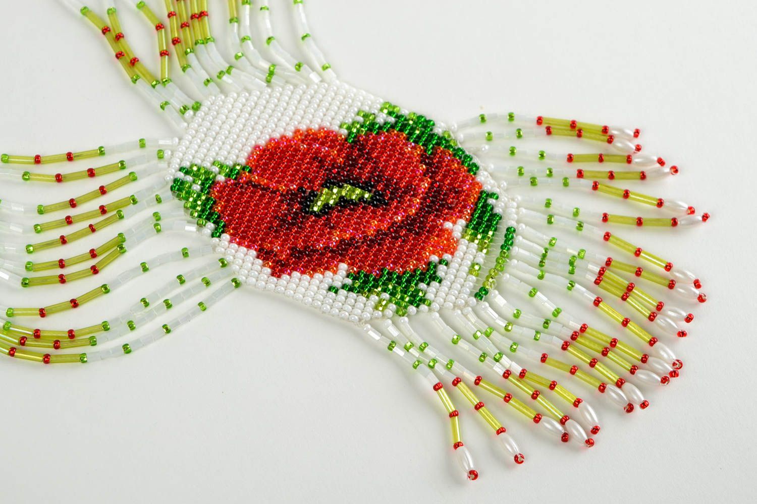 Handcrafted accessory designer beaded necklace crocheted beaded gerdan poppy photo 3