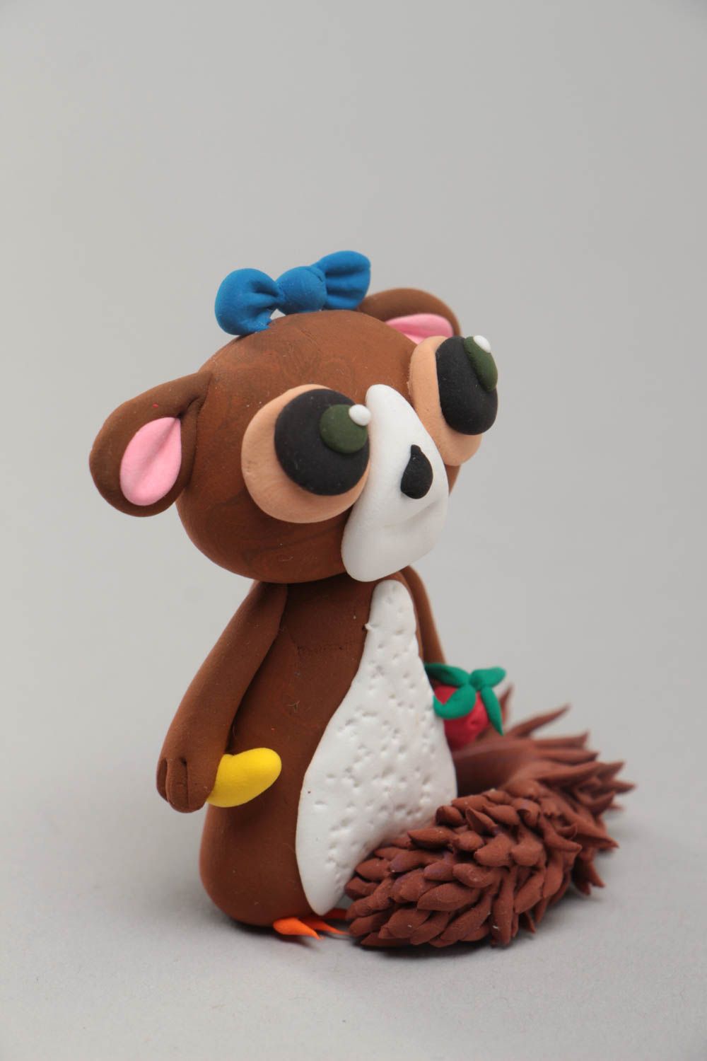Handgemachte Figurine Lemuren aus Polymer Ton in Braun Geschenk für Tochter foto 2