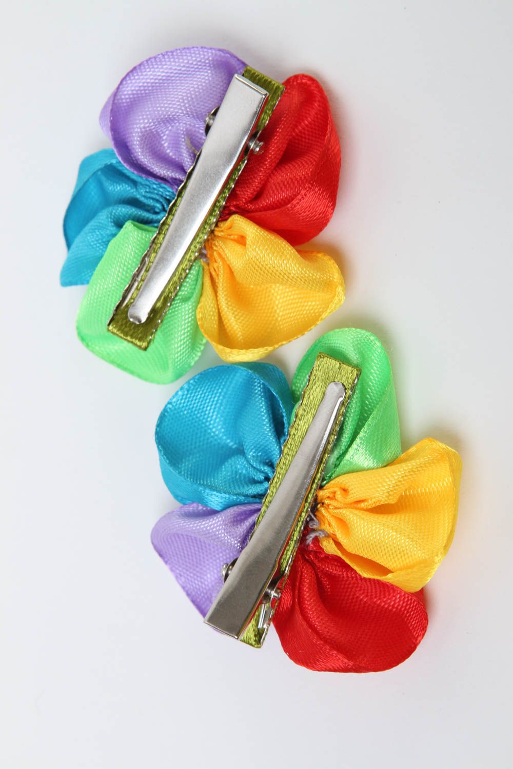 Beautiful handmade flower barrette hair clip kanzashi flower 2 pieces gift ideas photo 4