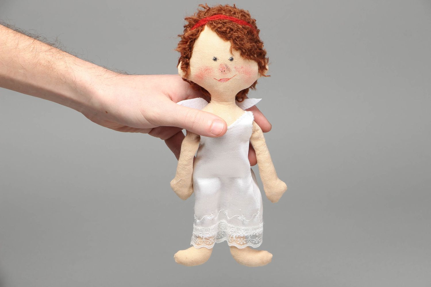Мягкая игрушка ручной работы из ткани Ангел фото 4