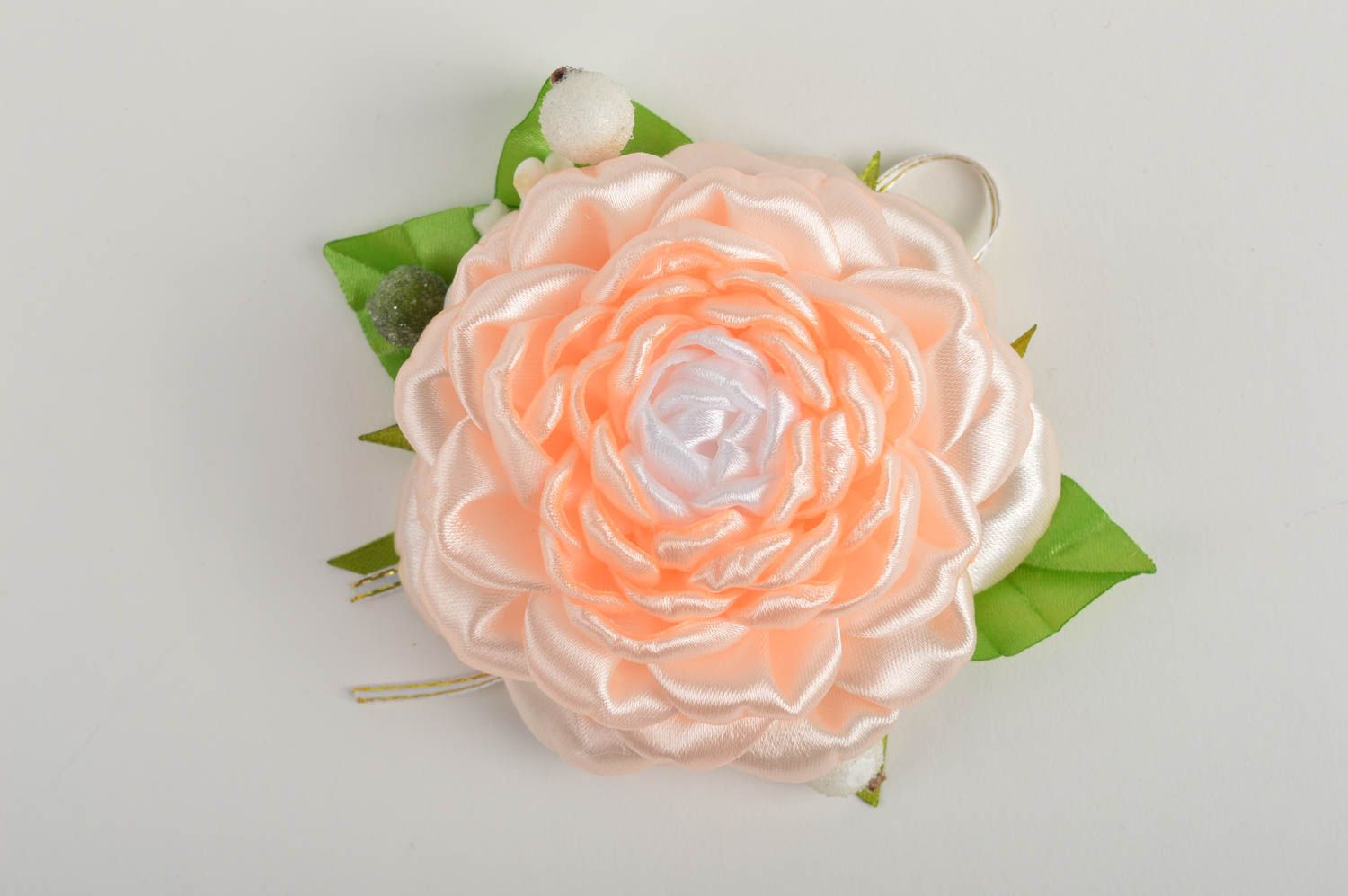 Childrens handmade textile barrette hair clip kanzashi flower gifts for her photo 3