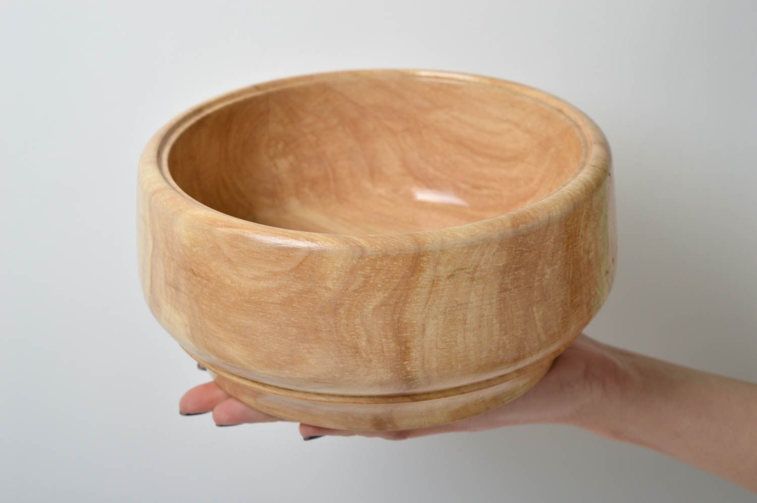 Dulcera de madera barnizada hecha a mano cuenco artesanal vajilla de diseño foto 5