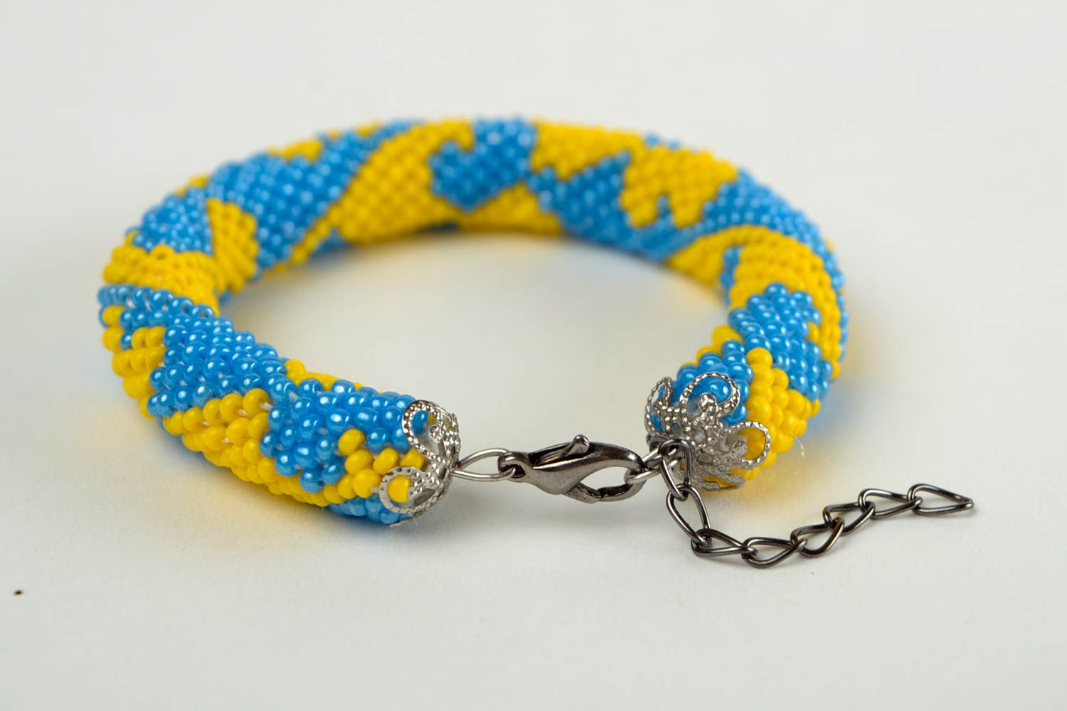 Handcrafted blue and yellow butterfly beads adjustable cord bracelet for women photo 5