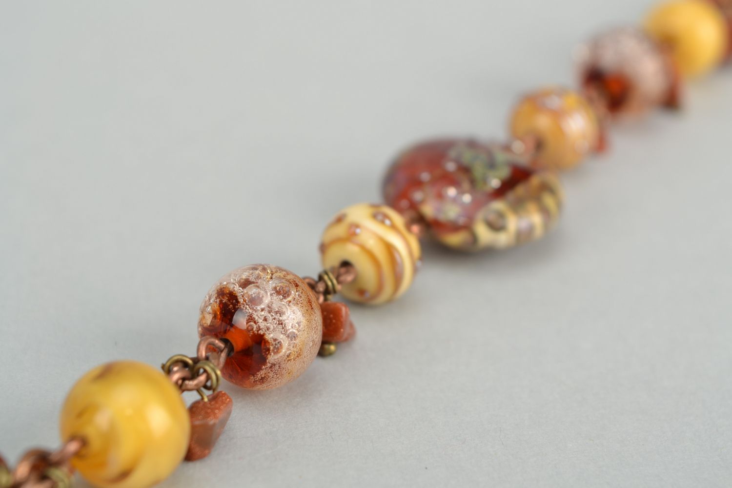 Handmade bracelet with lampwork glass beads photo 5