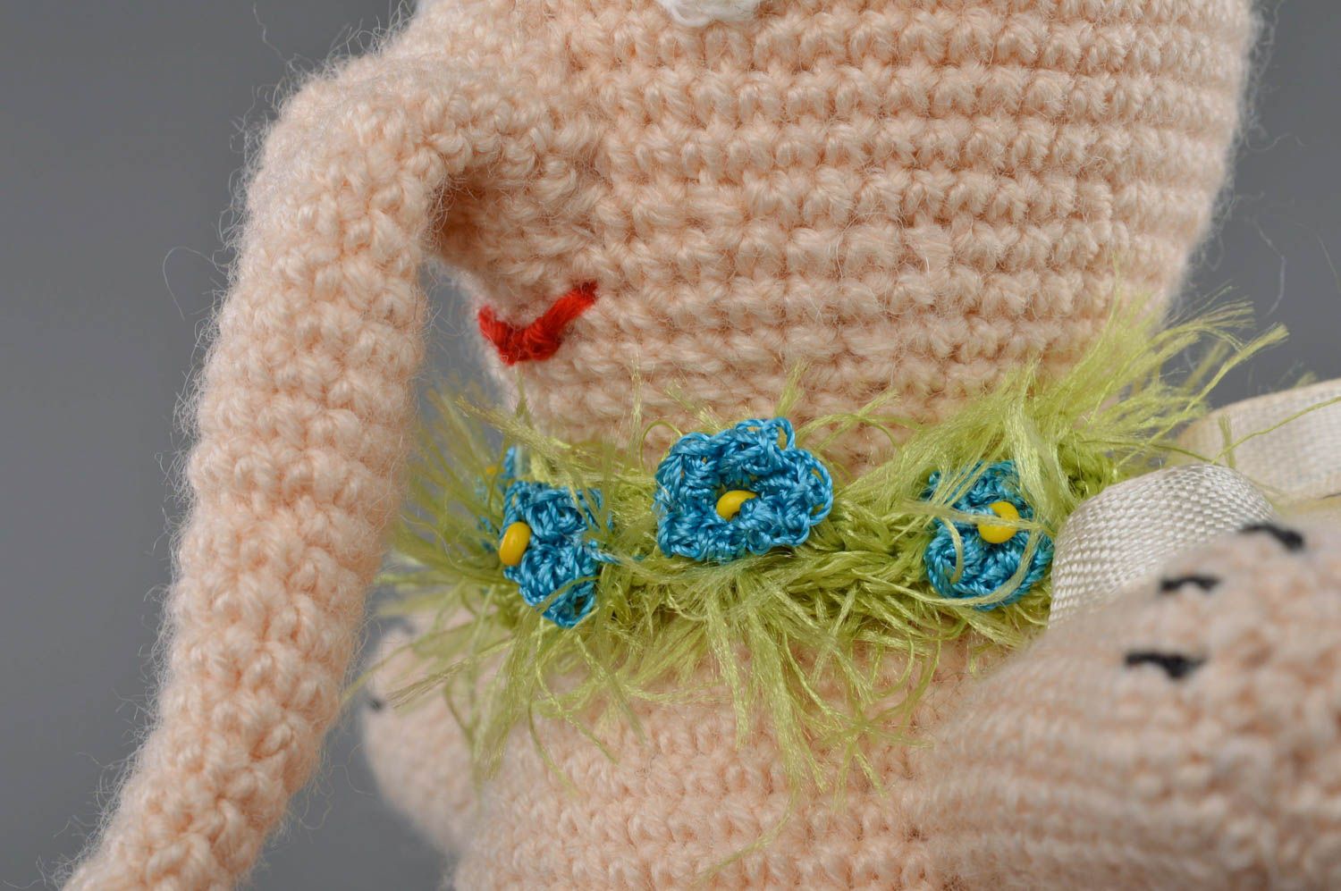 Soft handmade toy elephant made of wool and acrylic beautiful crocheted doll photo 2