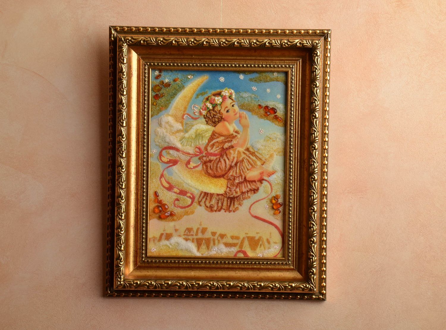 Картина на стену из янтаря Ангел фото 1