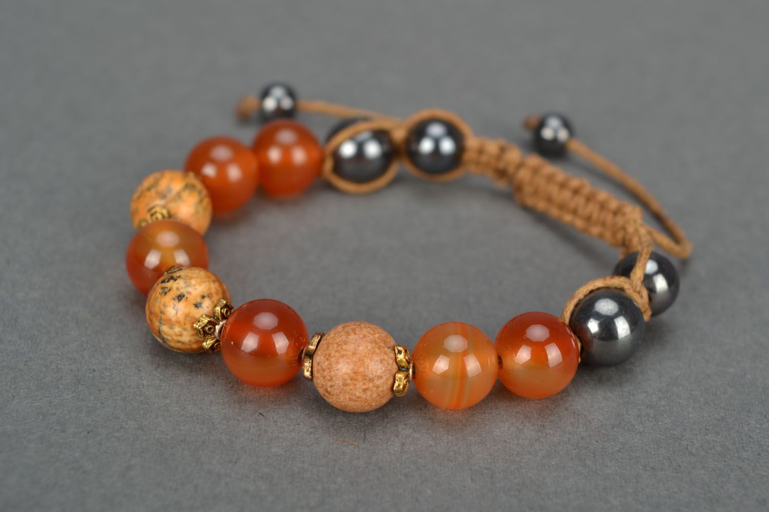 Cord bracelet with natural stones photo 3