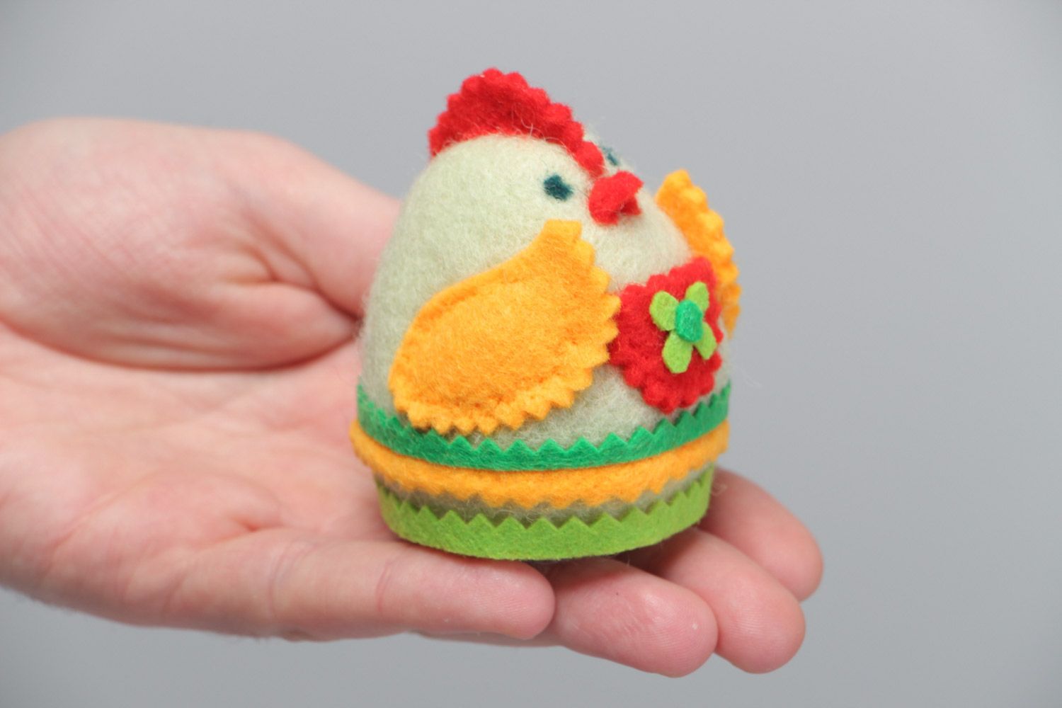 Handmade small toy chicken made using wool felting technique home decor photo 5