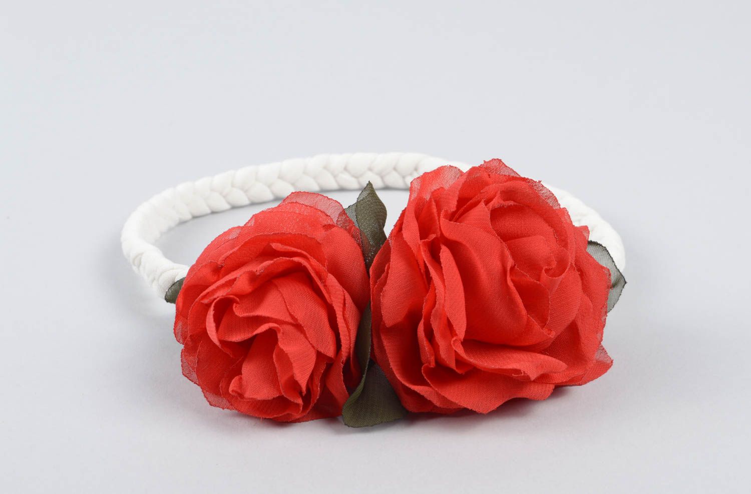 Rotes Blumen Haarband handmade Designer Schmuck Accessoire für Haare foto 1