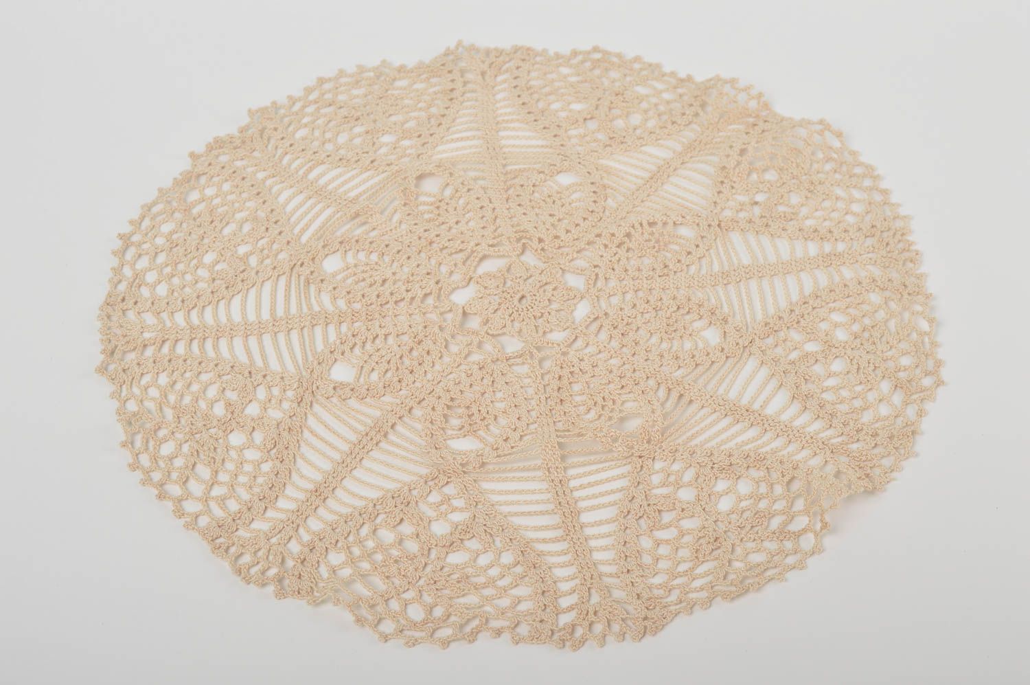 Handmade openwork napkin home decor white crocheted napkin beige lace napkin photo 2