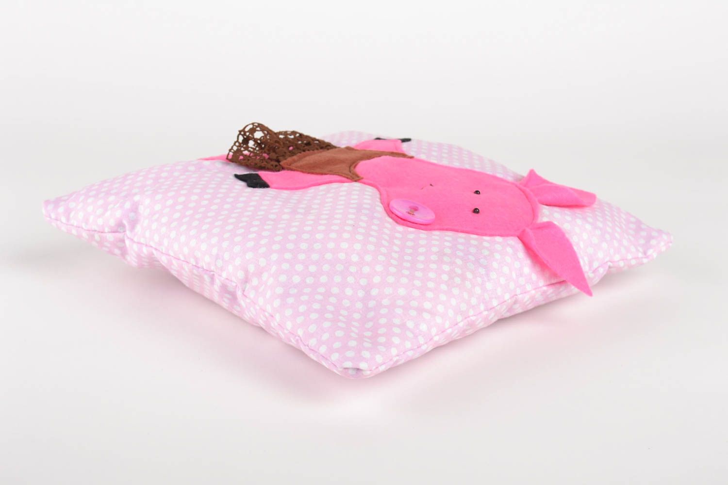 Декоративная подушка для детей ручной работы детская подушка игрушка свинка фото 3