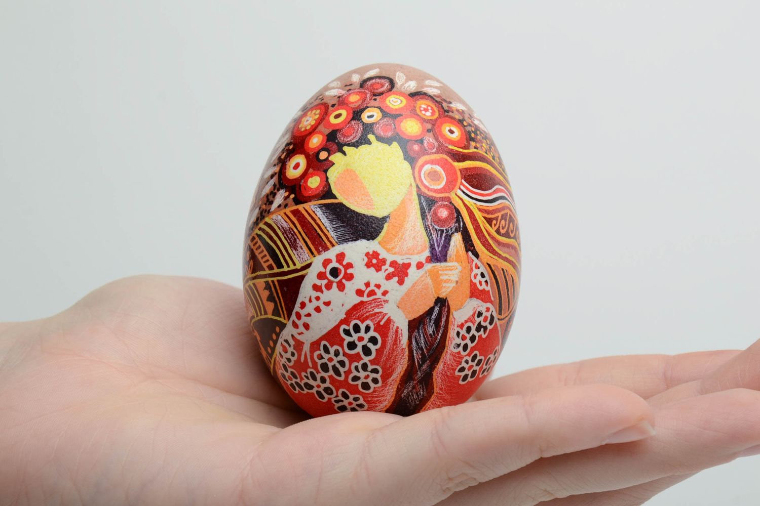 Handmade painted goose egg photo 5