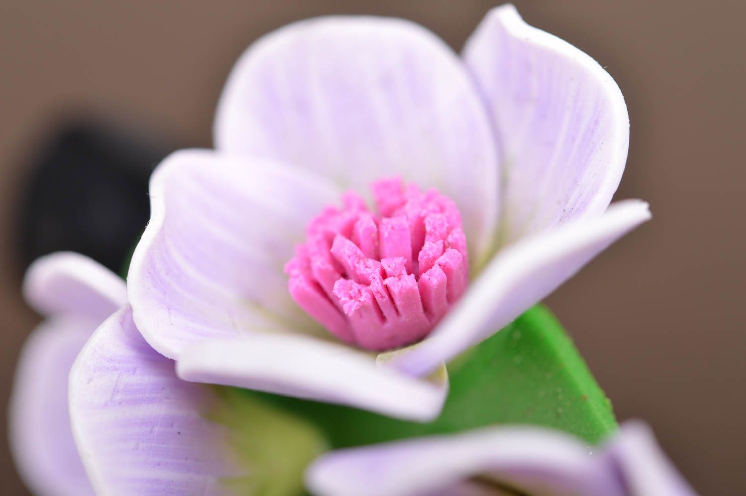 Unusual handmade lilac polymer clay flower hair clip photo 4