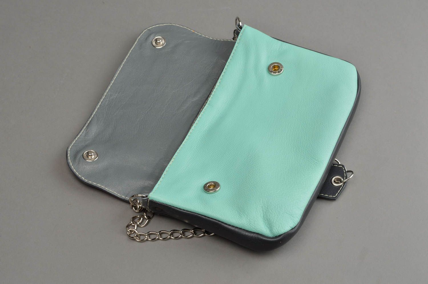 Handmade leather bag beautiful designer accessory clutch in vintage style photo 3