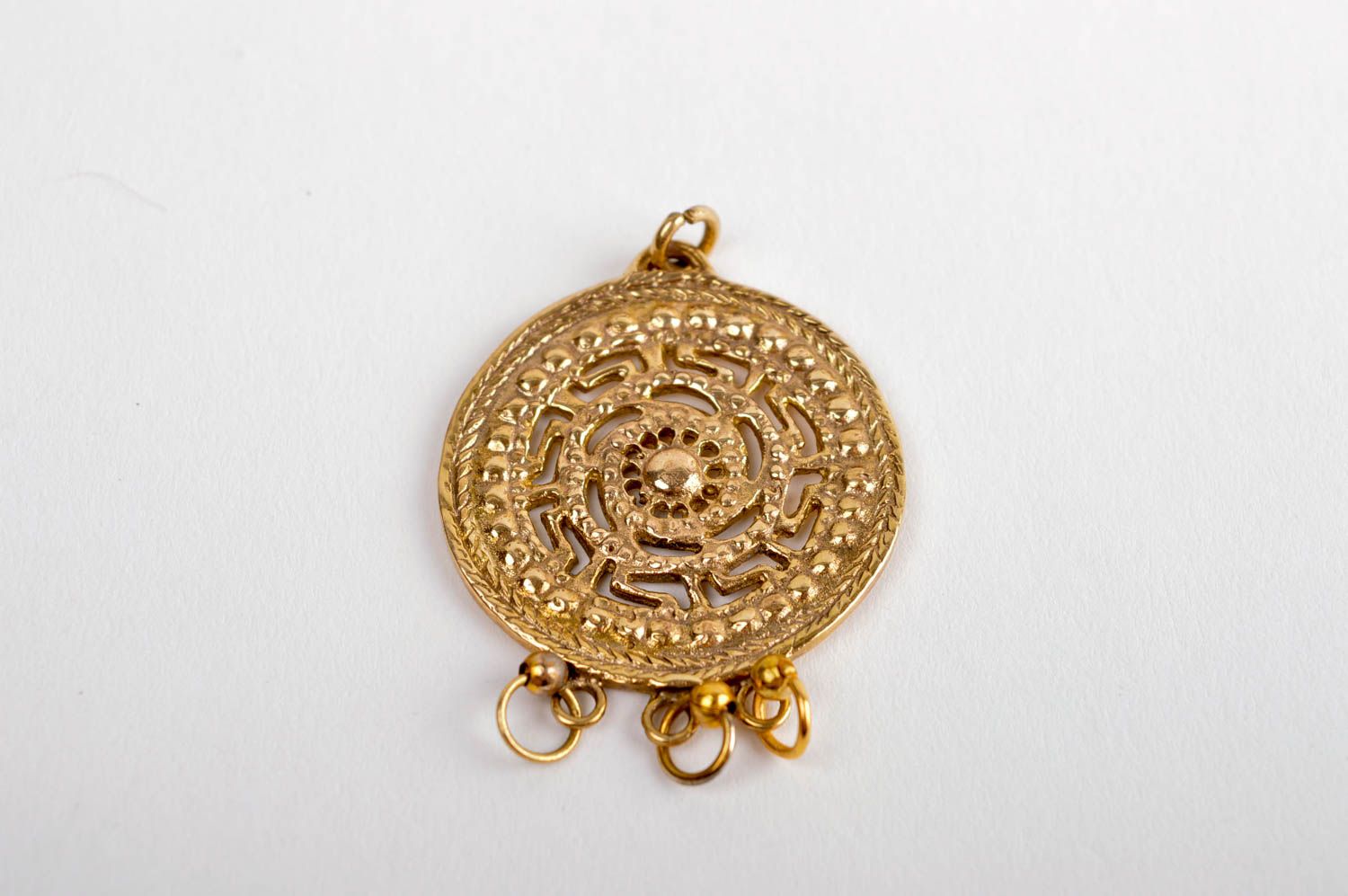 Handmade round pendant unusual brass pendant stylish designer accessory photo 2