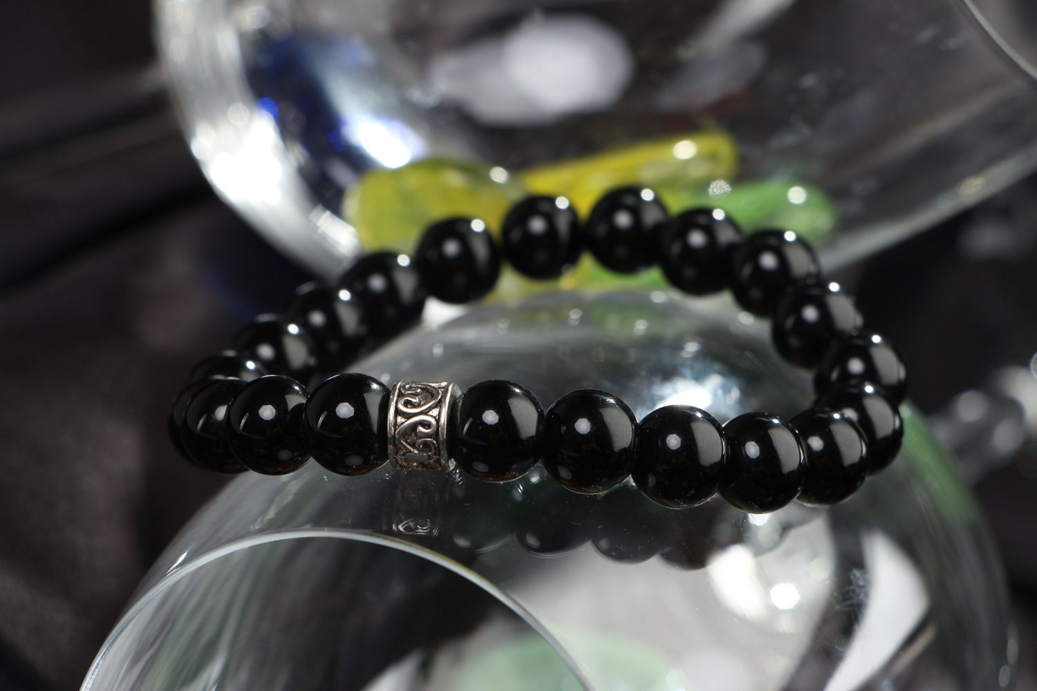 Bracelet avec agate fait main noir bijou original et pratique pour femme photo 4