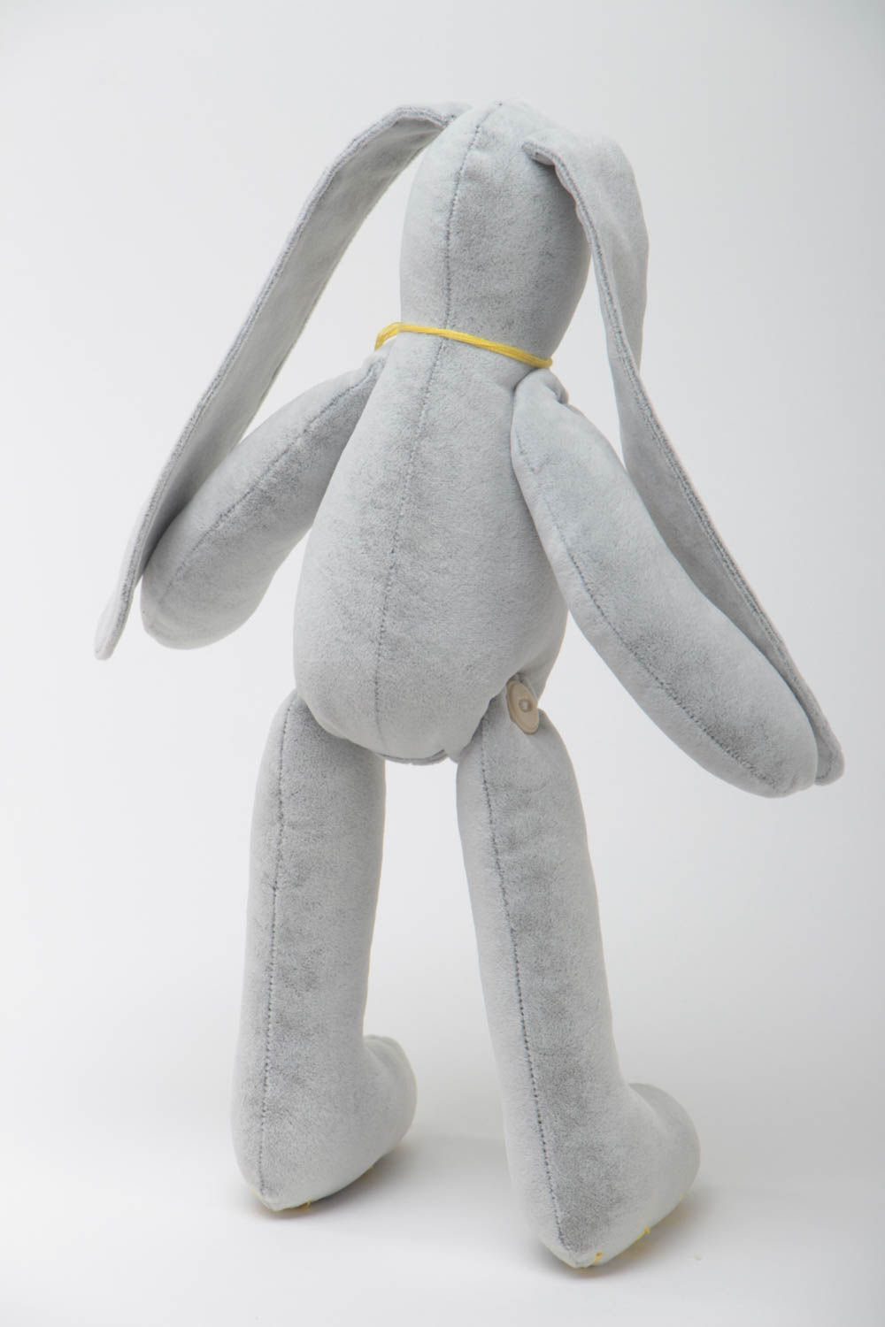 Мягкая игрушка заяц с длинными ушами серый красивый из ткани ручная работа фото 4