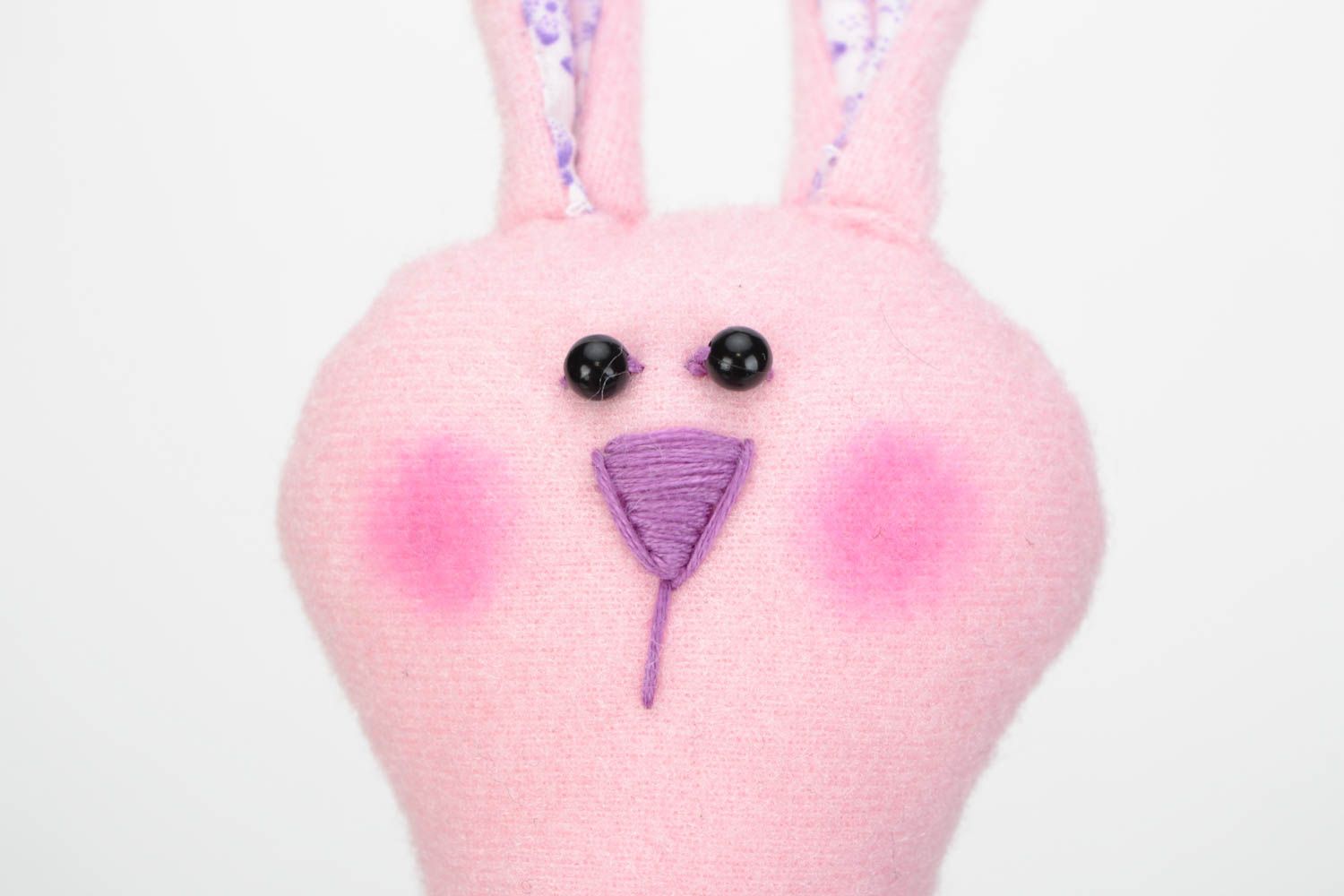 Handmade decorative textile toy bunny with egg beautiful pink Easter decor photo 4