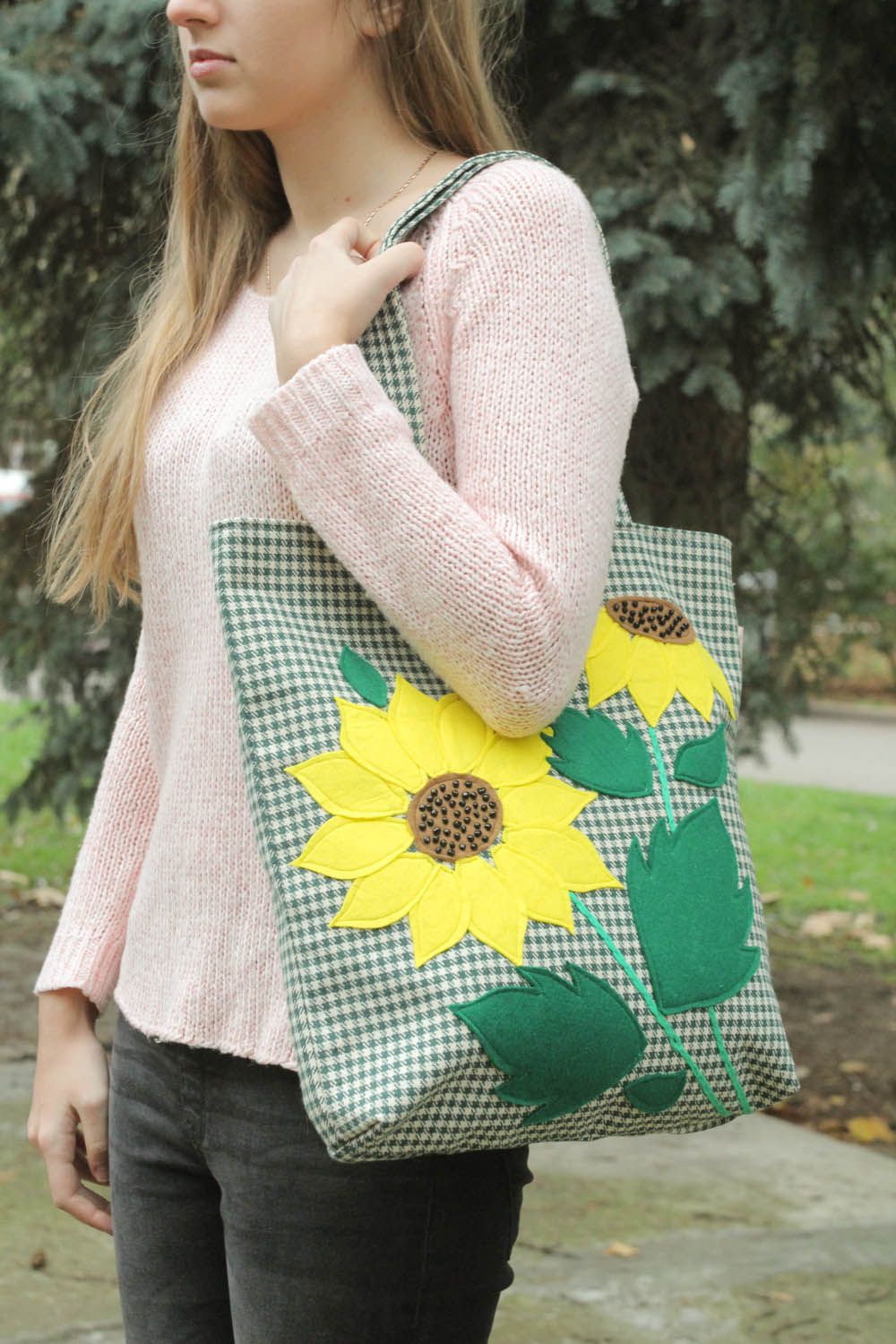 Handmade Stofftasche Sonnenblumen foto 1