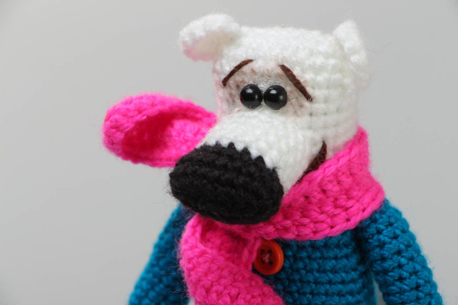 Jouet mou tricoté en fils acryliques au crochet fait main pour enfant Ours blanc photo 3