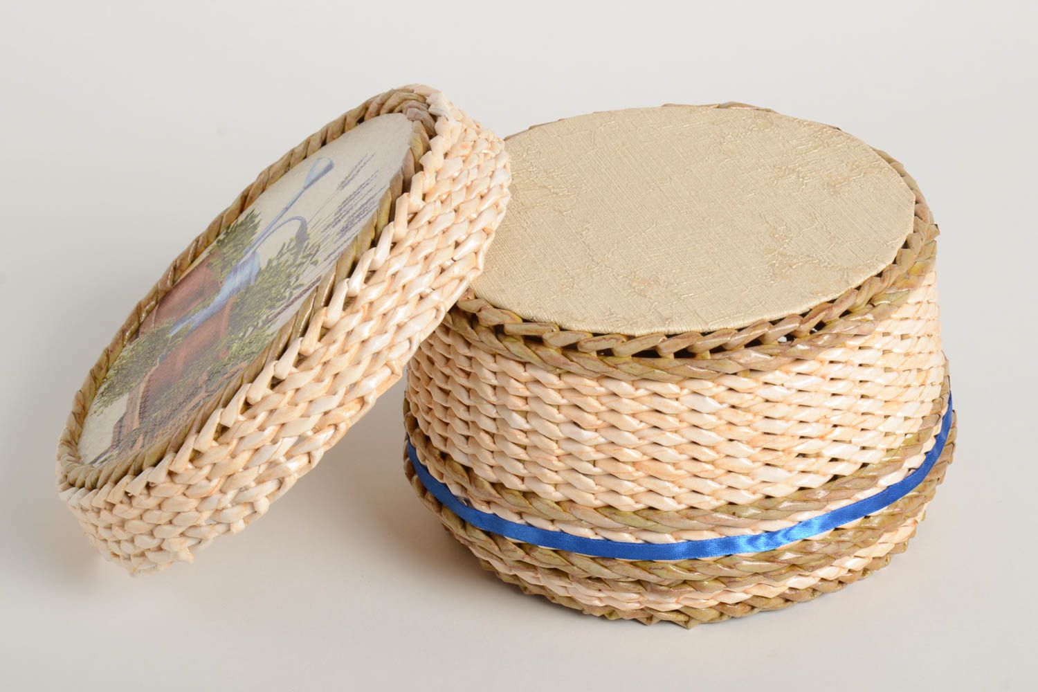 Handmade woven paper basket newspaper craft jewelry box design gift ideas photo 4