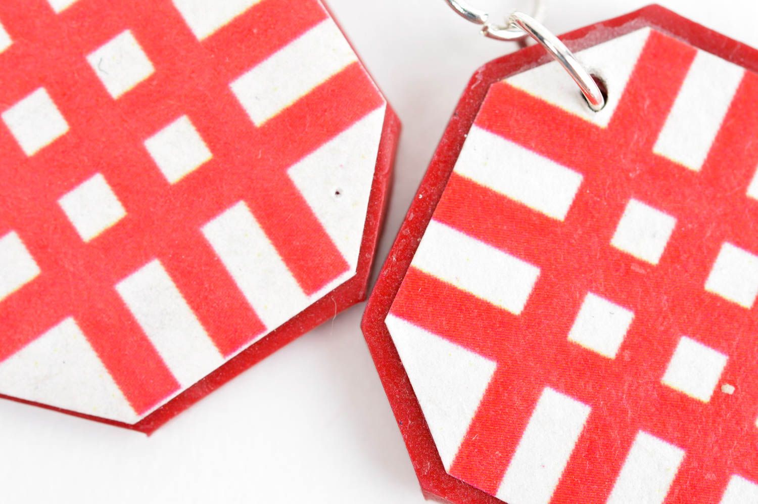 Red handmade wooden earrings fashion accessories wood craft small gifts photo 5