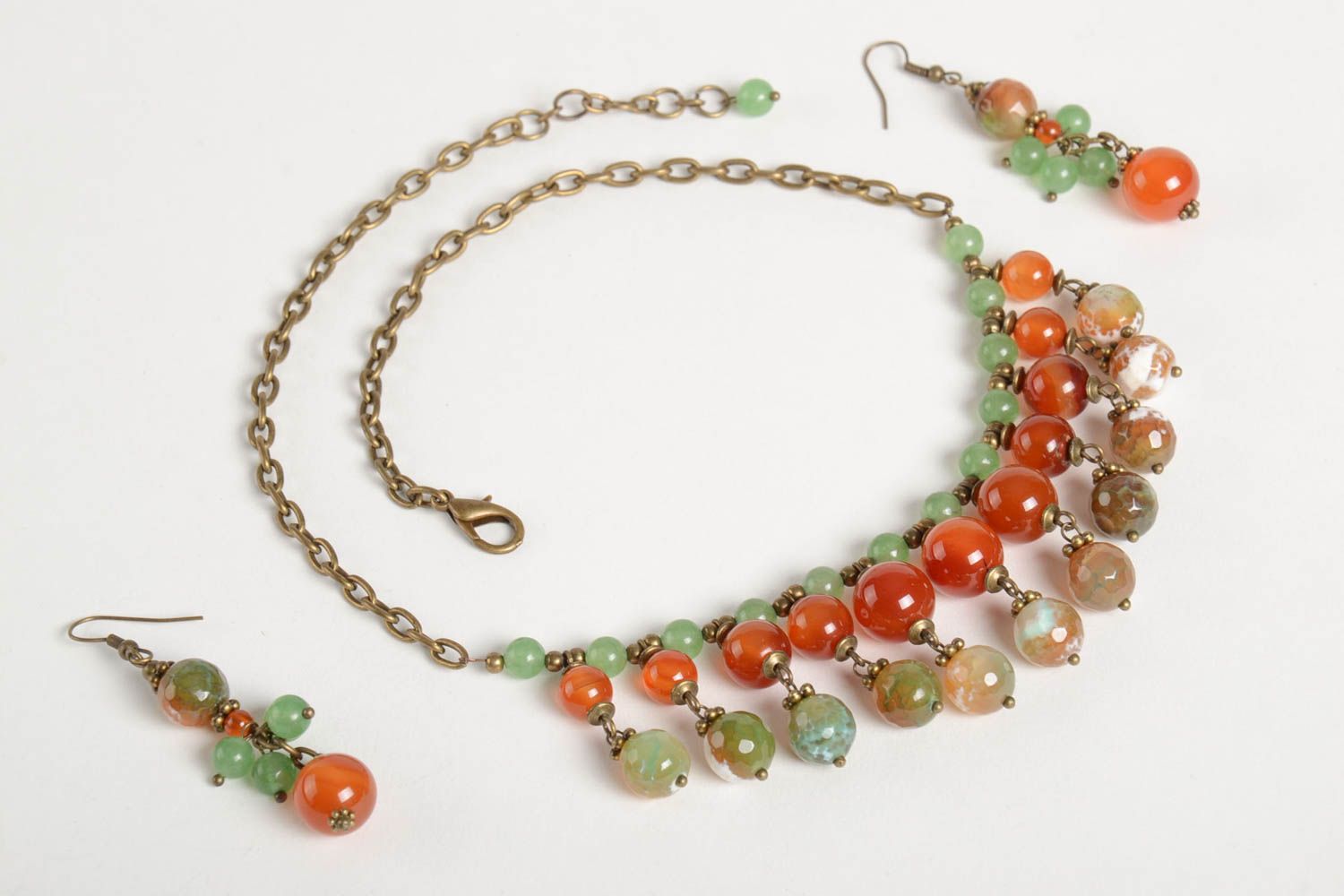 Handmade natural stone jewelry designer tender necklace elegant earrings photo 5