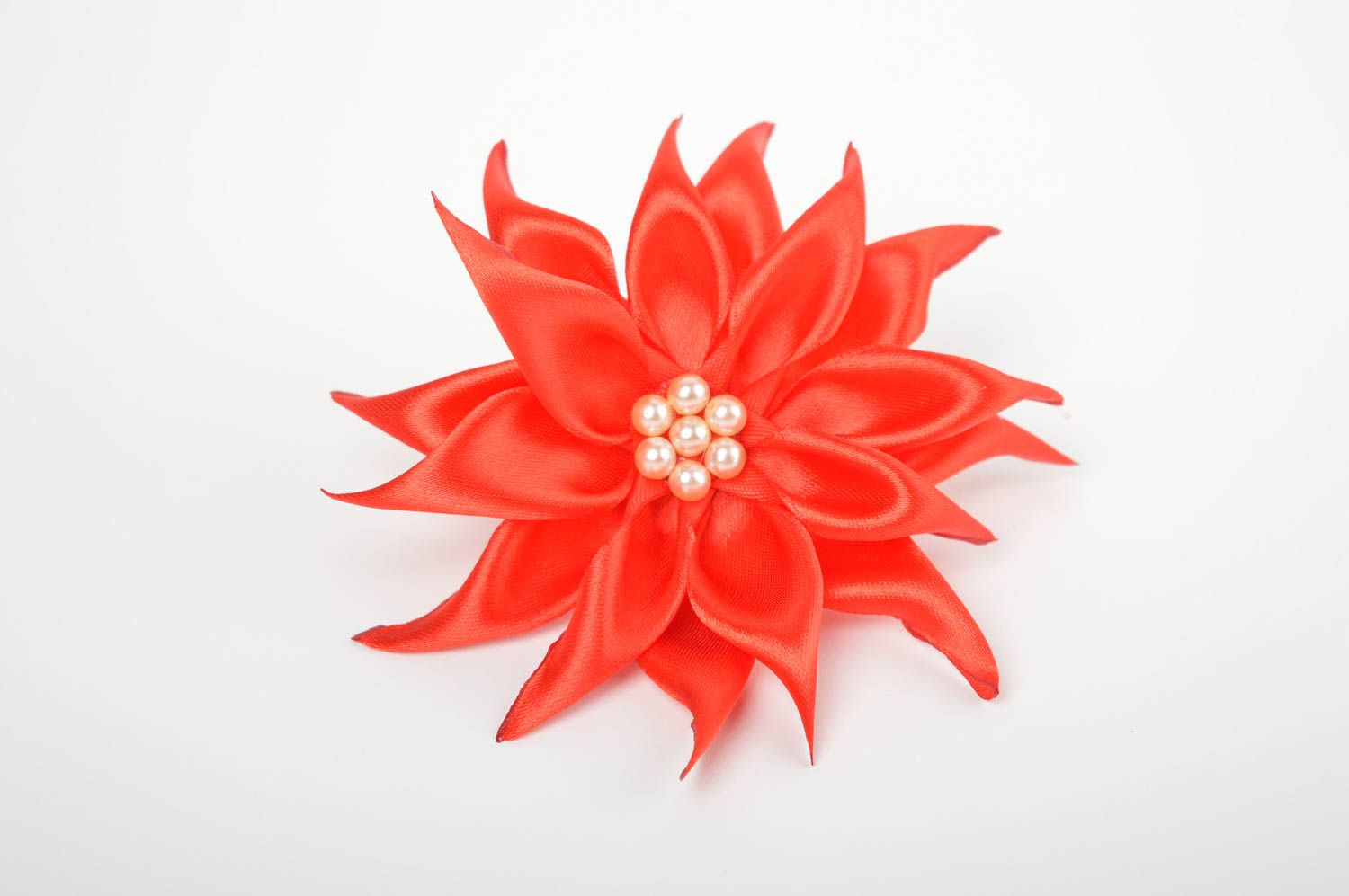 Goma para el pelo artesanal flor roja accesorio para niñas regalo original foto 2