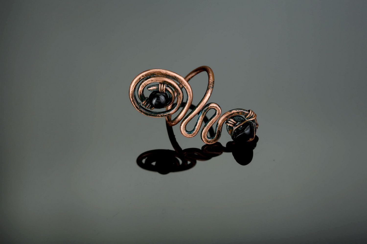 Handgemachter Ring aus Kupfer mit Agat foto 1