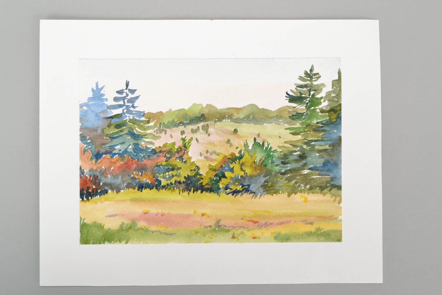 Homemade watercolor painting Forest Edge photo 2