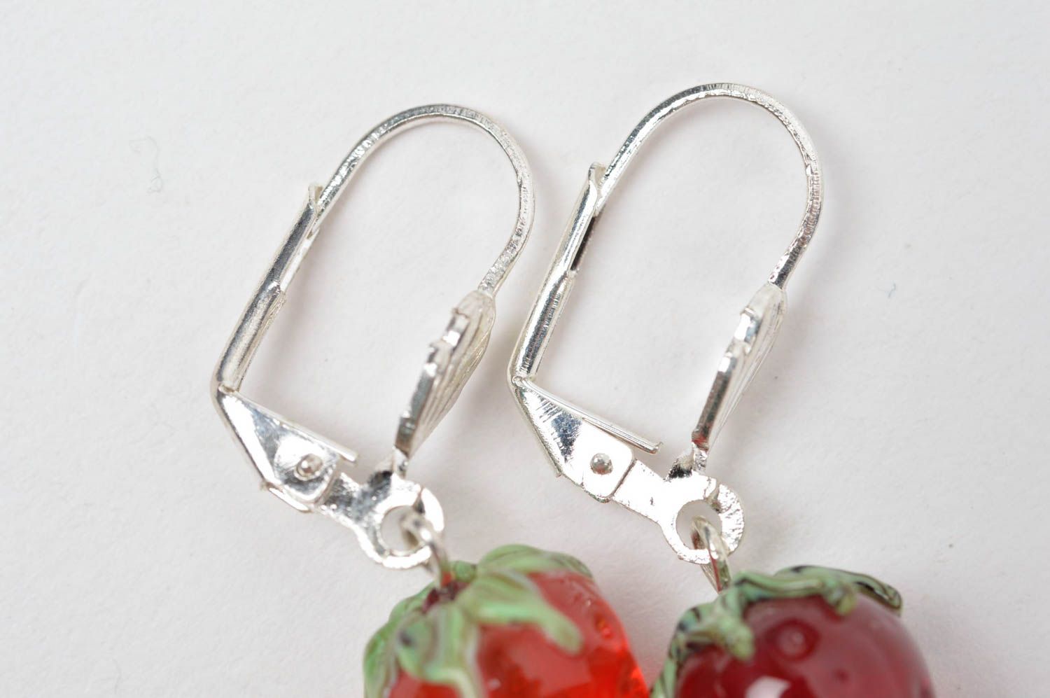 Handmade Accessoire für Frauen Damen Schmuck Glas Ohrringe Himbeeren klein foto 4