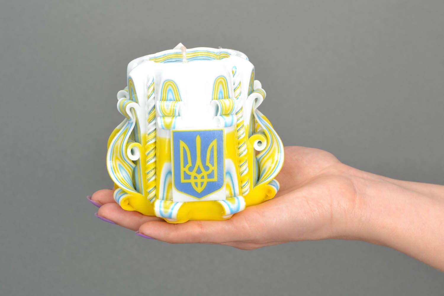 Bougie décorative Blason de l'Ukraine en paraffine photo 2
