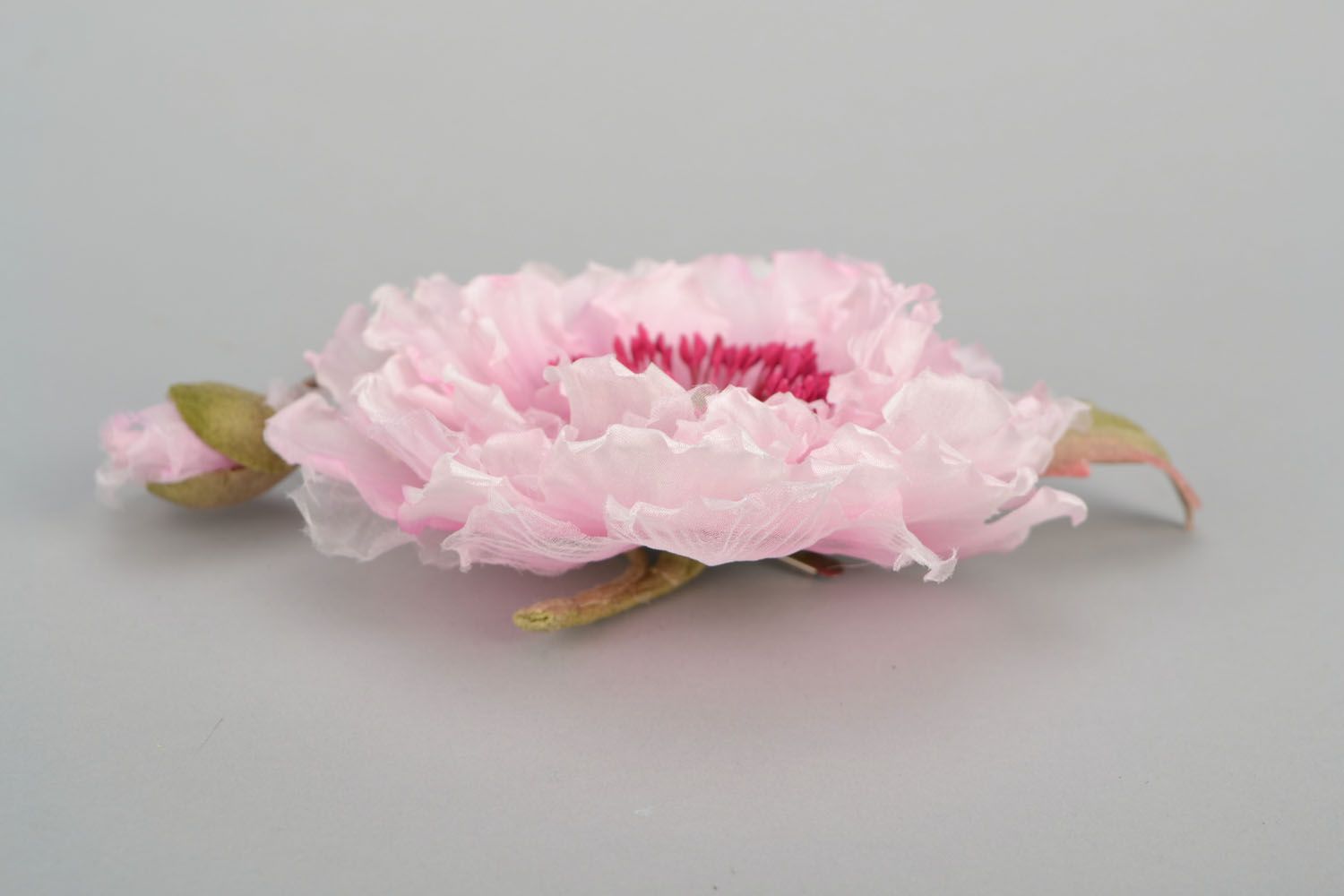 Broche faite main fleur rose photo 4