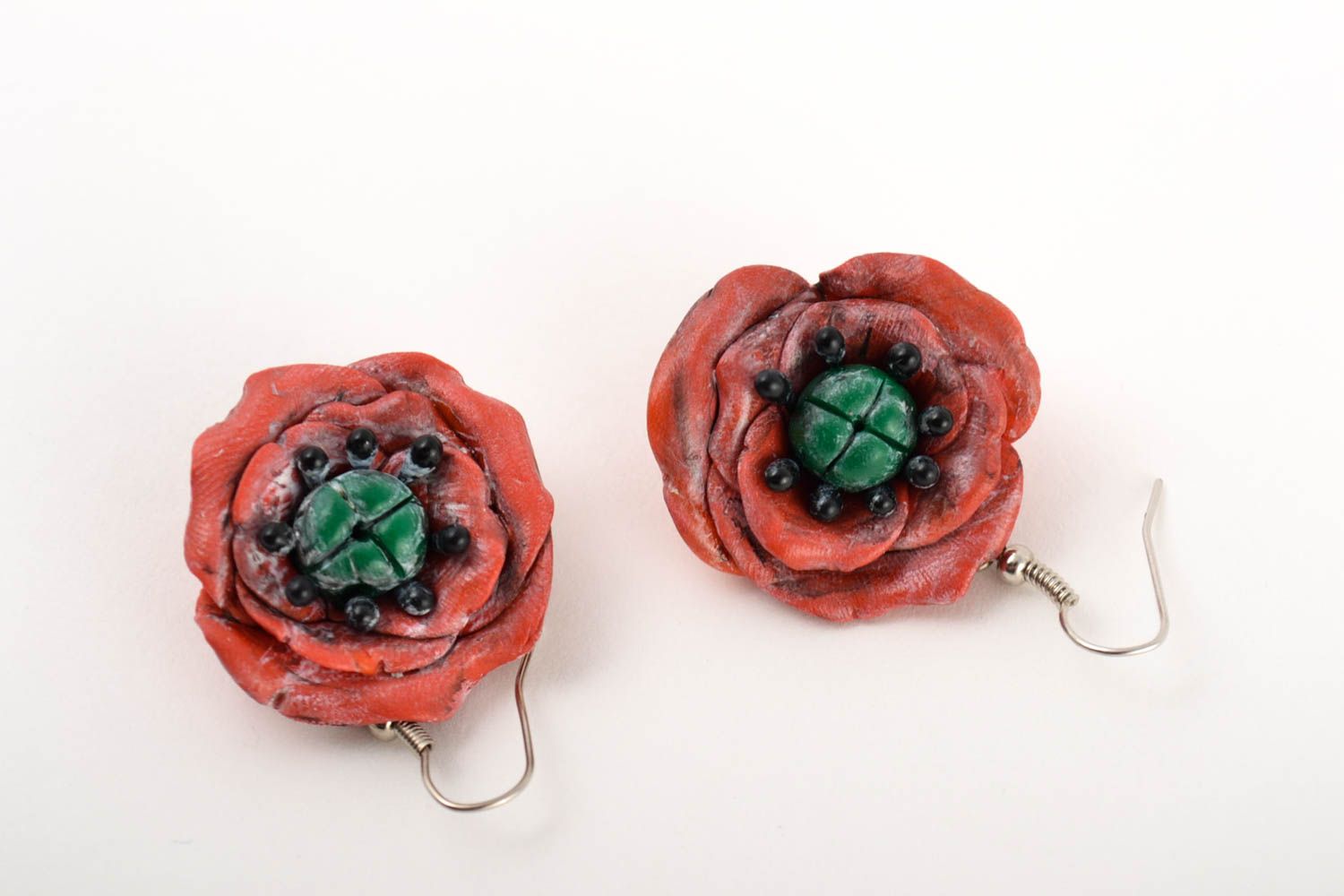 Pendientes de arcilla polimérica flores accesorio femenino bisutería artesanal foto 3
