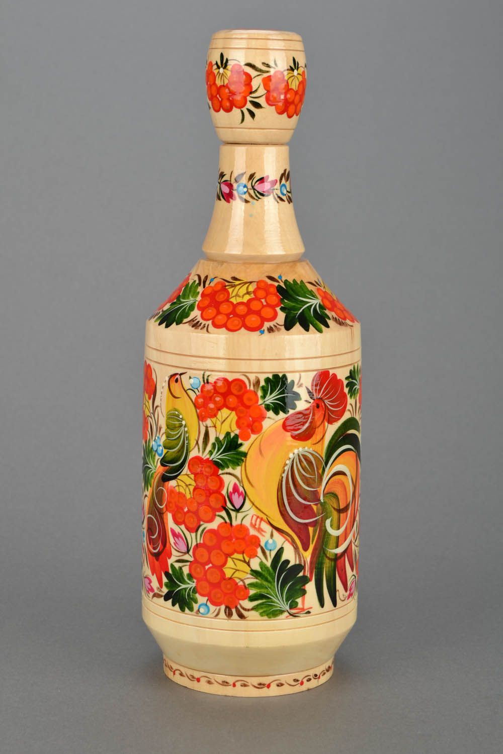 Homemade painted wooden bottle photo 3