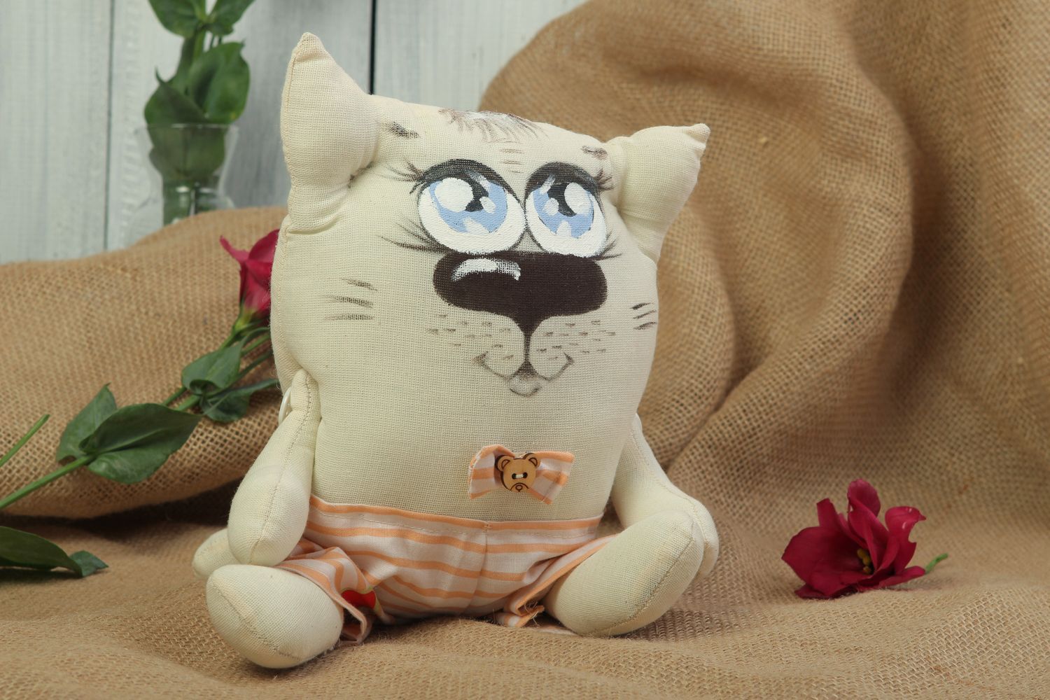 Juguete original artesanal regalo para niño gato de peluche adorno para casa  foto 1