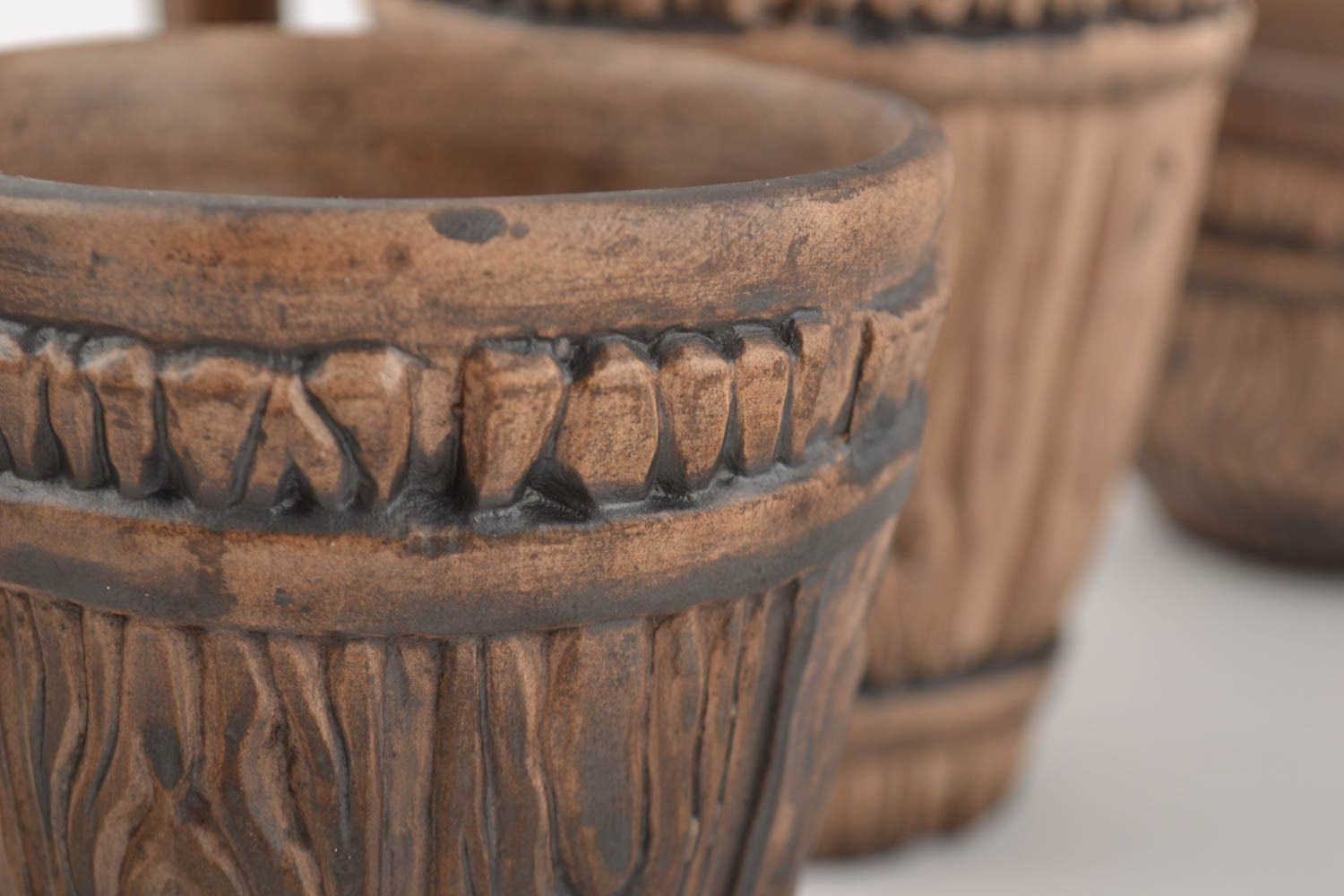 Juego de tazas cerámicas artesanales originales 2 piezas de 250 l y 1 de 330 ml foto 3