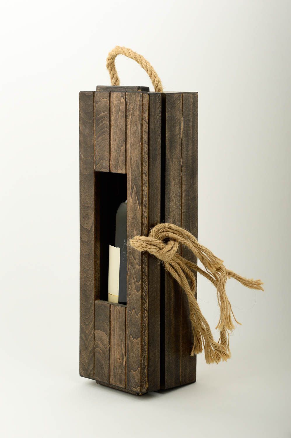 Unusual handmade wooden bottle box bottle case gift package handmade gifts photo 1