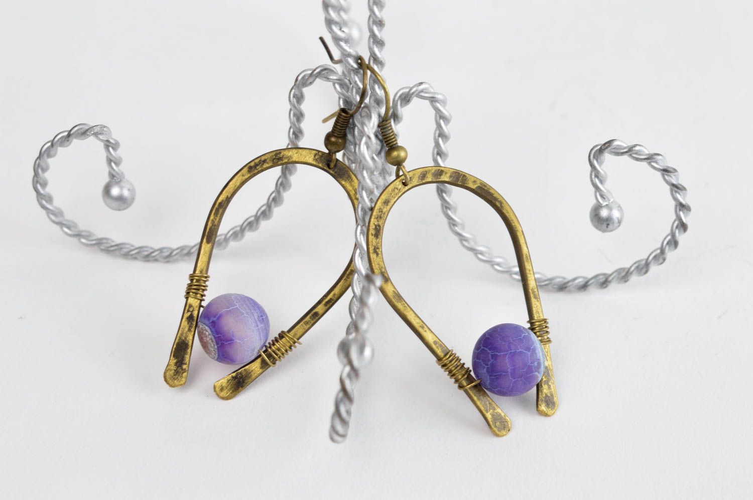 Long handmade metal earrings metal jewelry designs accessories for girls photo 1